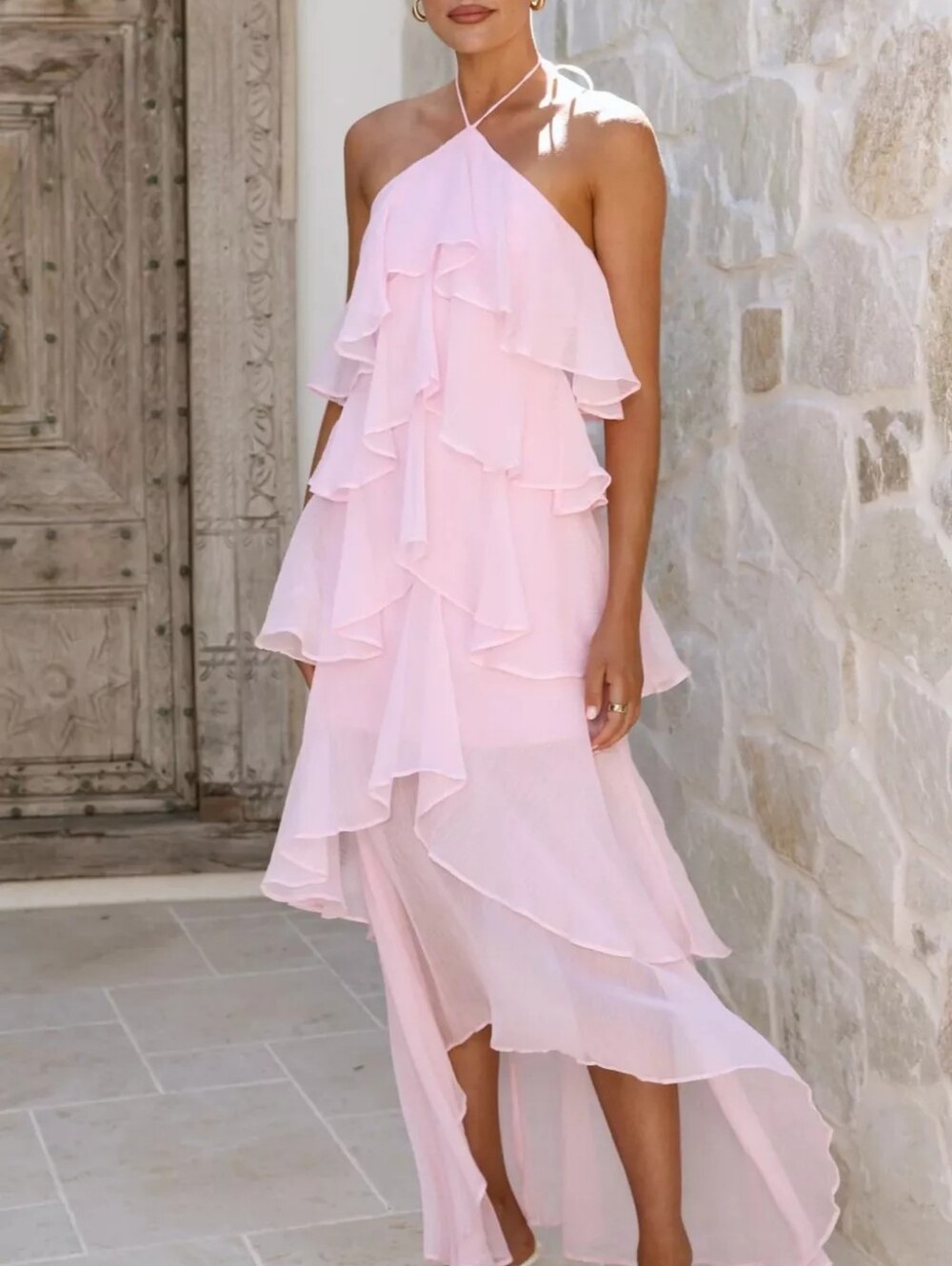 Layered Ruffled Halter Neck Dress - Picture 3 of 3